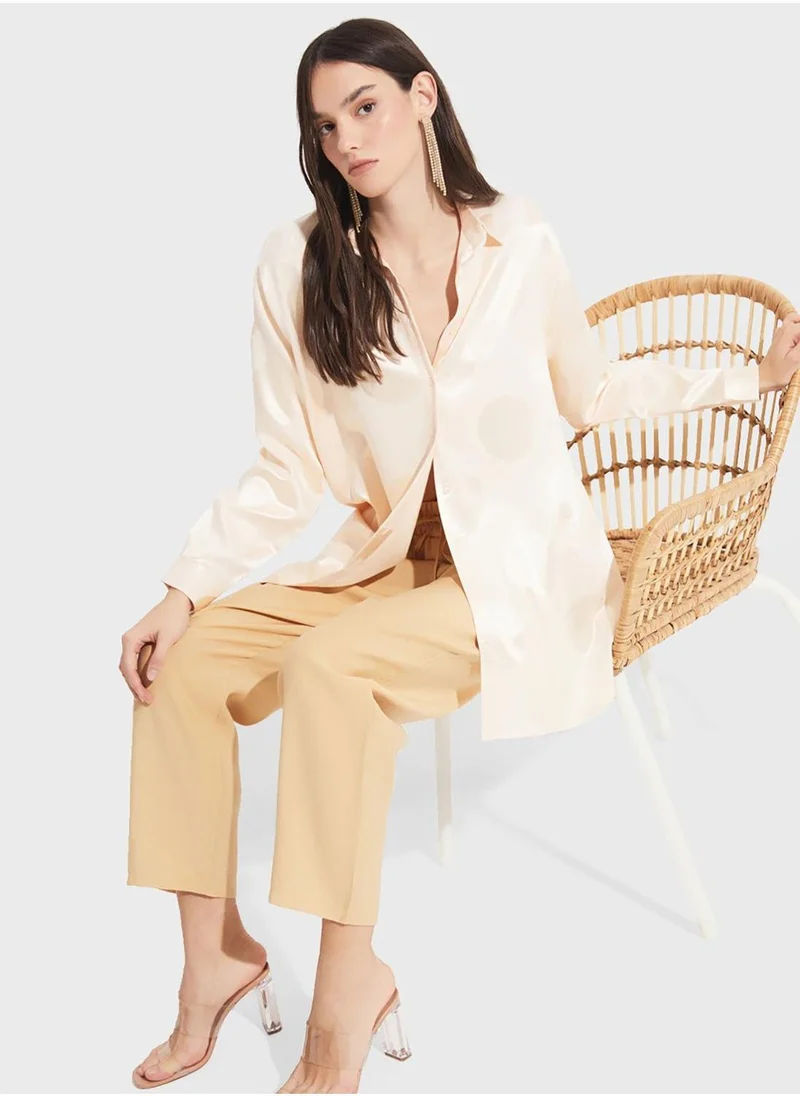 JUNE Patterened Button Down Shirt