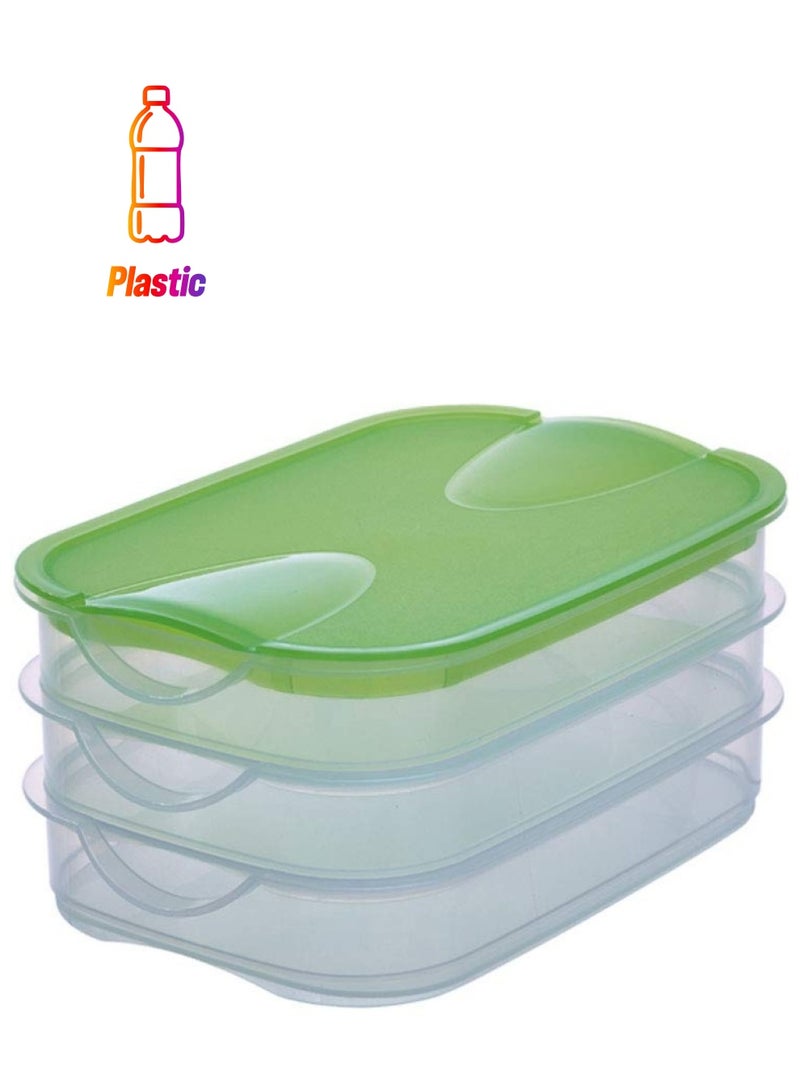 Fridge Box 3 Layer Flat Set Assorted  23.5X16X10 Cm