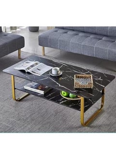 Harmony Home Harmony Home Luxury Square Coffee Table, 60x120x41 cm – Modern Black Marble & Gold Table for Living Room, Stylish Light Luxury Design  - Image 2