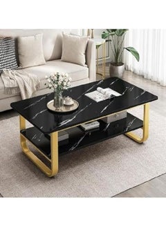 Harmony Home Harmony Home Luxury Square Coffee Table, 60x120x41 cm – Modern Black Marble & Gold Table for Living Room, Stylish Light Luxury Design  - Image 3
