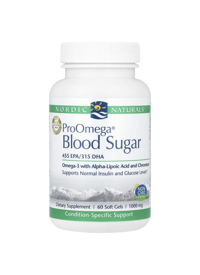 NORDIC NATURALS - Nordic Naturals, ProOmega® Blood Sugar, 1,000 mg, 60 Softgels (500 mg per Softgel) - Image 1