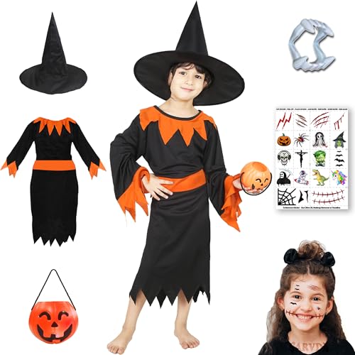 Sarvda Halloween Dress for boys girls kids and adults Orange Witch Dress with Addons. : 3 Years-4 Years - Image 1