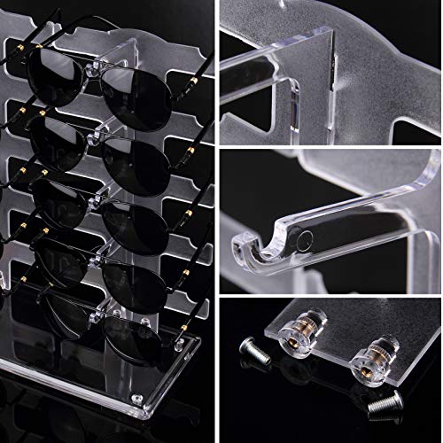 Lamoutor 2 Row Sunglasses Rack Holder Glasses Display Stand Transparent - Image 2
