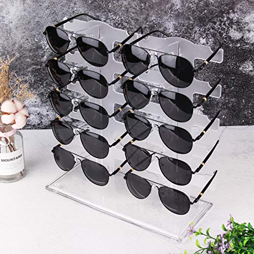 Lamoutor 2 Row Sunglasses Rack Holder Glasses Display Stand Transparent - Image 4