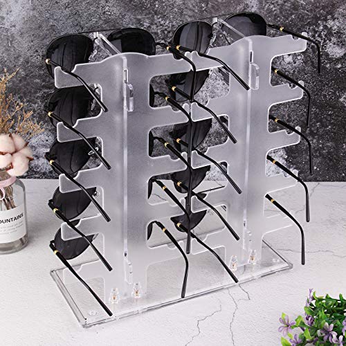 Lamoutor 2 Row Sunglasses Rack Holder Glasses Display Stand Transparent - Image 5