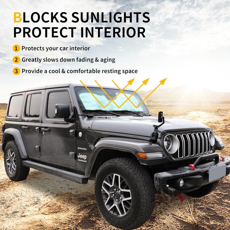 RERPRO Windshield Sun Shade for 2024 Jeep Wrangler JL - Image 4