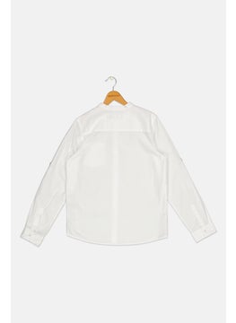 Ocean Pacific Toddlers Boy Mandarin Collar Solid Long Sleeve Casual Shirt, White  - Image 2