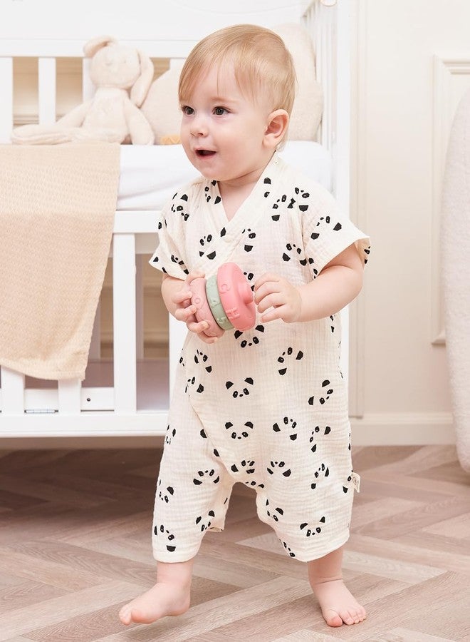 BINIDUCKLING Baby Kimono Robes Cotton Muslin Romper Clothes 0-3 Months Panda - Image 4
