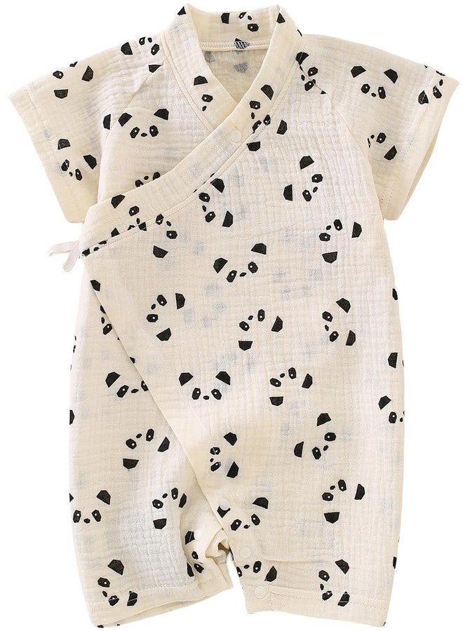 BINIDUCKLING Baby Kimono Robes Cotton Muslin Romper Clothes 0-3 Months Panda - Image 1