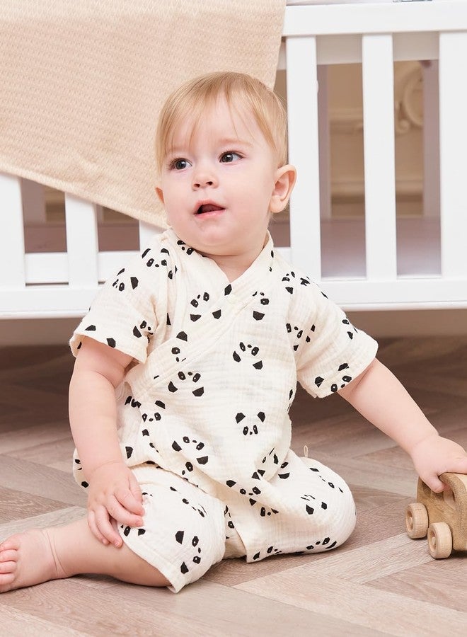 BINIDUCKLING Baby Kimono Robes Cotton Muslin Romper Clothes 0-3 Months Panda - Image 5