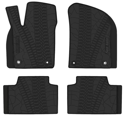 San Auto Car Floor Mats Custom Fit for 2022 2023 Jeep Grand Cherokee WK, 2016-2021 Jeep Grand Cherokee (Non L)/Dodge Durango Rubber Auto Floor Liners Set All Weather Protection Full Black - Image 1