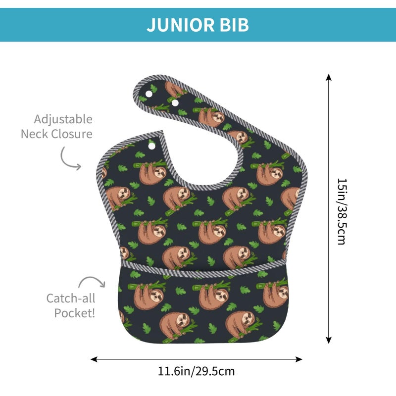 Qwalnely Sloth Baby Stuff Baby Bibs 2Packs for 6-24 Months Waterproof Washable Fabric (Sloth) - Image 3