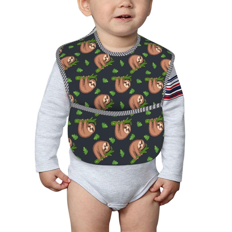Qwalnely Sloth Baby Stuff Baby Bibs 2Packs for 6-24 Months Waterproof Washable Fabric (Sloth) - Image 4