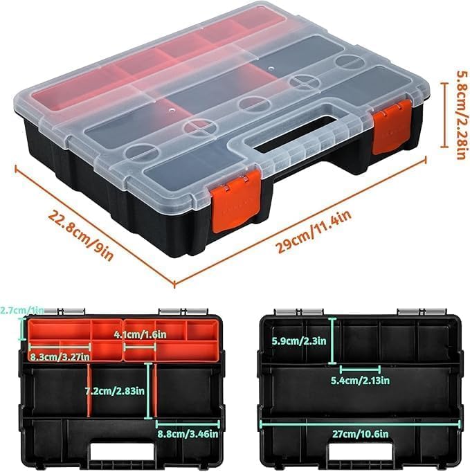 SEVIA Sevia Plastic Hardware Parts Organizers Hardware Tool organizer Versatile and Durable Storage Toolbox Compartments Tool Box with Removable Dividers  - Image 2