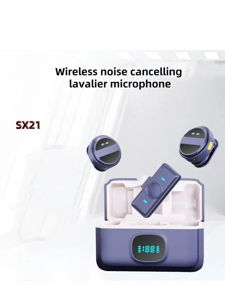 TIGER - SX21-New 1 Drag 2 Lavalier Microphone – 2.4GHz Wireless Mini Microphone for Mobile Phones – Dual Mic Setup for Clear Recording – Noise Reduction & Real-Time Sync – Plug & Play, No App Needed – Perfect for Vlogs, Interviews, Podcasts & Live Streaming - Image 1