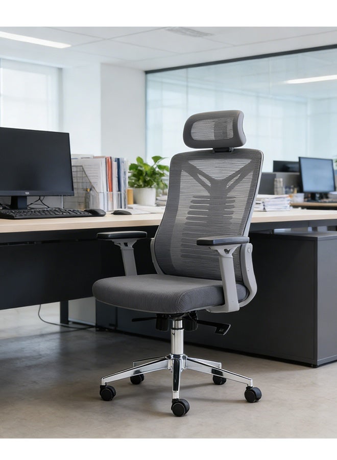 كرسي مكتب ذو ظهر عالٍ إرغونومي، كرسي ألعاب مريح مع مساند الذراعين ومسند الرأس، قابل للدوران 360 درجة وقابل للتعديل في الارتفاع، مناسب للمكاتب/الدراسة المنزلية، الكتابة، الألعاب والعمل - Image 2