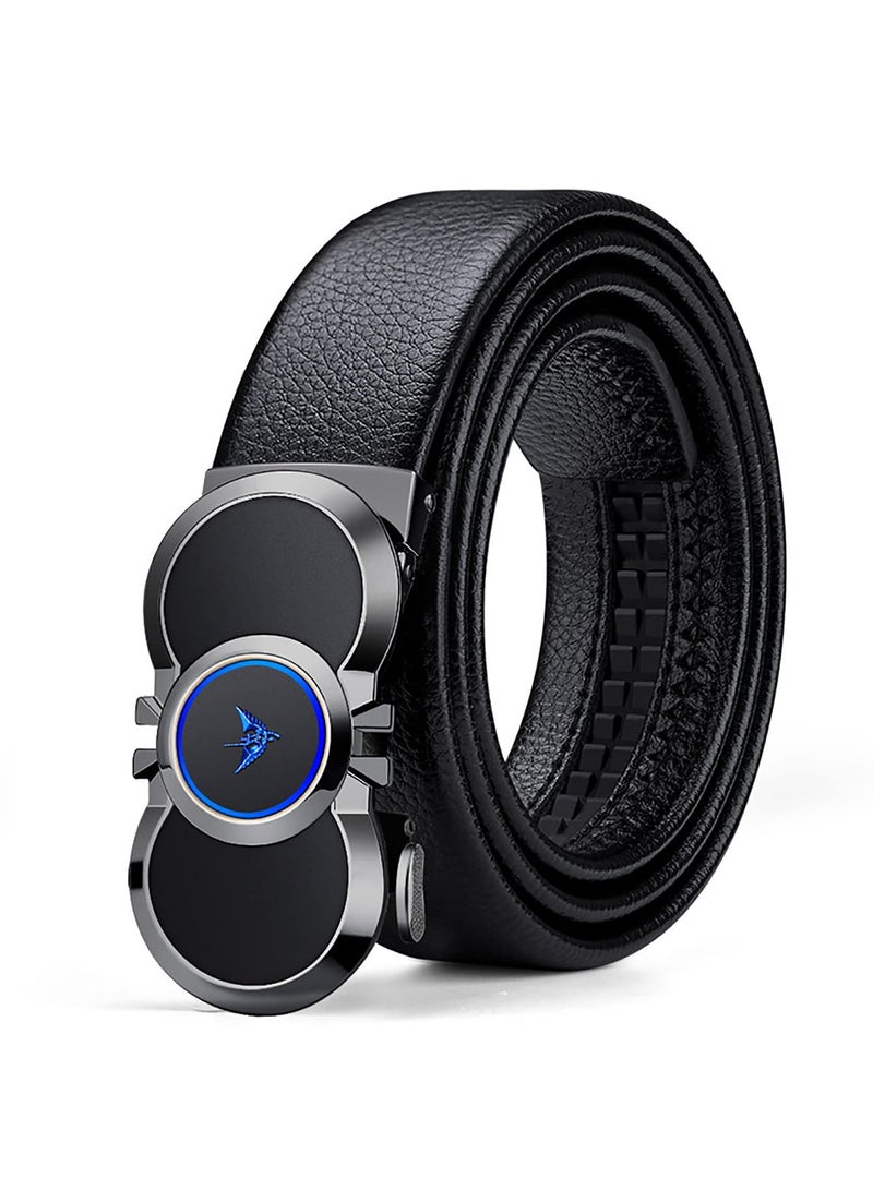 SOLARAE Mens Belts, Leather Ratchet Dress Belt with Automatic Sliding Buckle, Designer Works Belts for Jeans Pants, Fashion Mens, Black Adjustable Length, Gift for Men, Mens Belt Leather, Casual & Work - Image 1