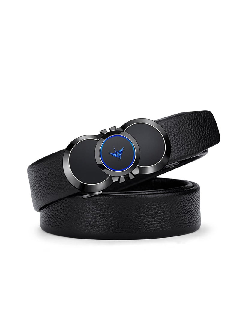 SOLARAE Mens Belts, Leather Ratchet Dress Belt with Automatic Sliding Buckle, Designer Works Belts for Jeans Pants, Fashion Mens, Black Adjustable Length, Gift for Men, Mens Belt Leather, Casual & Work - Image 5