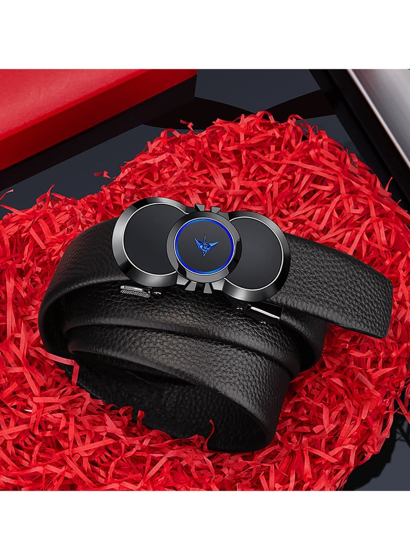 SOLARAE Mens Belts, Leather Ratchet Dress Belt with Automatic Sliding Buckle, Designer Works Belts for Jeans Pants, Fashion Mens, Black Adjustable Length, Gift for Men, Mens Belt Leather, Casual & Work - Image 4