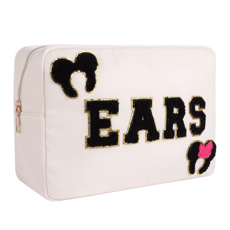 Dealkion Headband Holder Organizer Headband Storage Mouse Ear Holder Bag Hair Accessories Organizer Chenille Letter Makeup Bag Park Travel Essentials Gifts for Women - Image 1