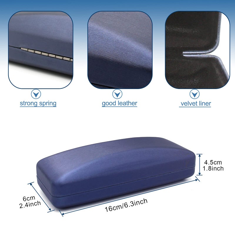 SMARTTOP Eyeglass Case, Sunglasses Glasses Case Hard Shell With Cleaning Cloth, Portable PU leather Lightweight Eye glass Carry Case (Navy Blue) - Image 2
