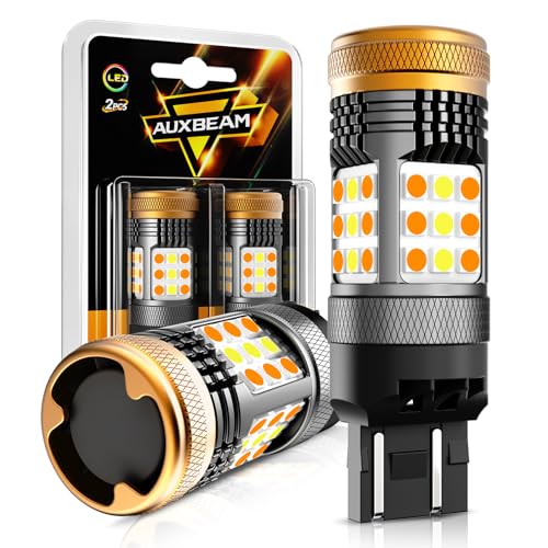 Auxbeam B21 Series 7443 Switchback LED Bulbs Built in Resistor CANBUS Error Free Anti Hyper Flash 7443 7444 7444NA T20 Bulbs White and Amber 600% Super Bright Turn Signal Light DRL Parking Light - Image 1