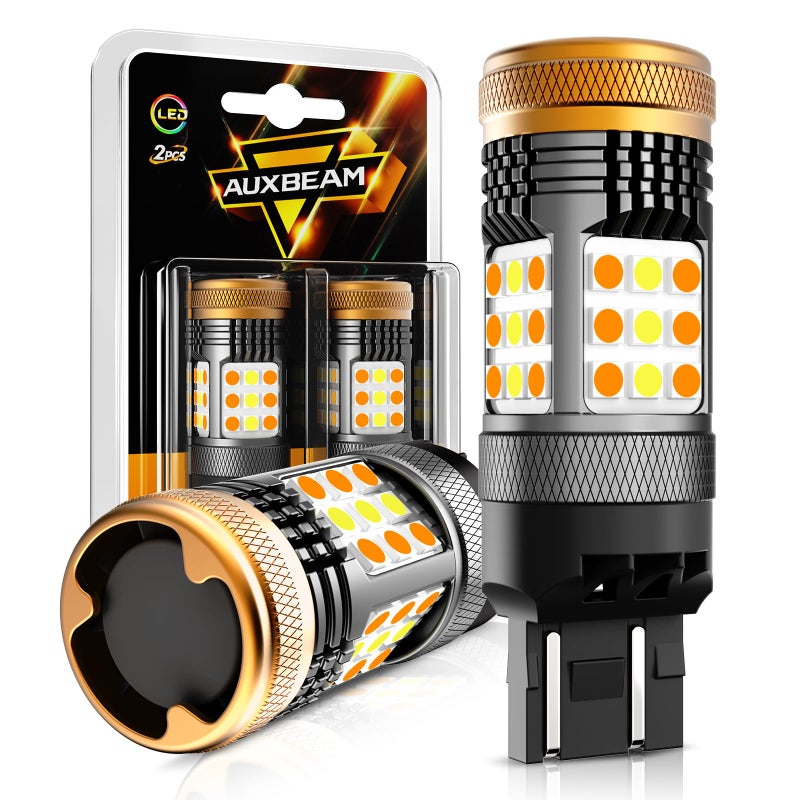 Auxbeam B21 Series 7443 Switchback LED Bulbs Built in Resistor CANBUS Error Free Anti Hyper Flash 7443 7444 7444NA T20 Bulbs White and Amber 600% Super Bright Turn Signal Light DRL Parking Light - Image 3