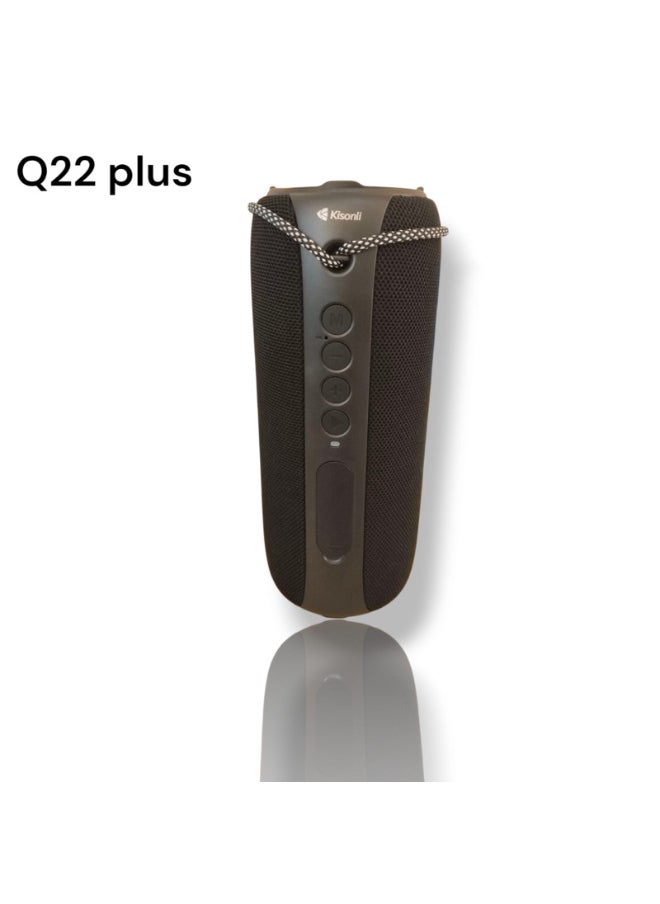 Kisonli - Q22 Plus 16W Waterproof Wireless Bluetooth Speaker, Supports USB/ TF card /aux / Radio /BT- Black - Image 1