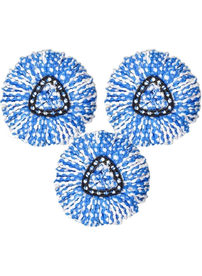 Zalcoon Spin Mop Heads Replacement Compatible with Vileda Easy Wring/O cedar, Spin Mop Head Replacement for Floor Cleaning, Triangle Shape (Pack of 3) Blue