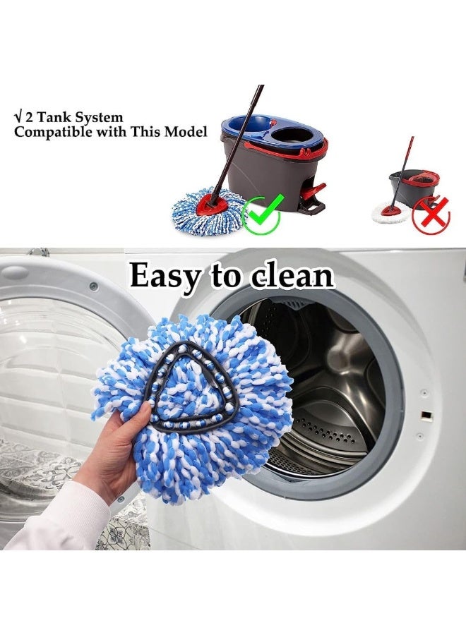زالكون استبدال رؤوس الممسحة الدوارة المتوافقة مع Vileda Easy Wring / O الأرز، استبدال رأس الممسحة الدوارة لتنظيف الأرضيات، شكل مثلث (عبوة من 3 قطع) أزرق - Image 3