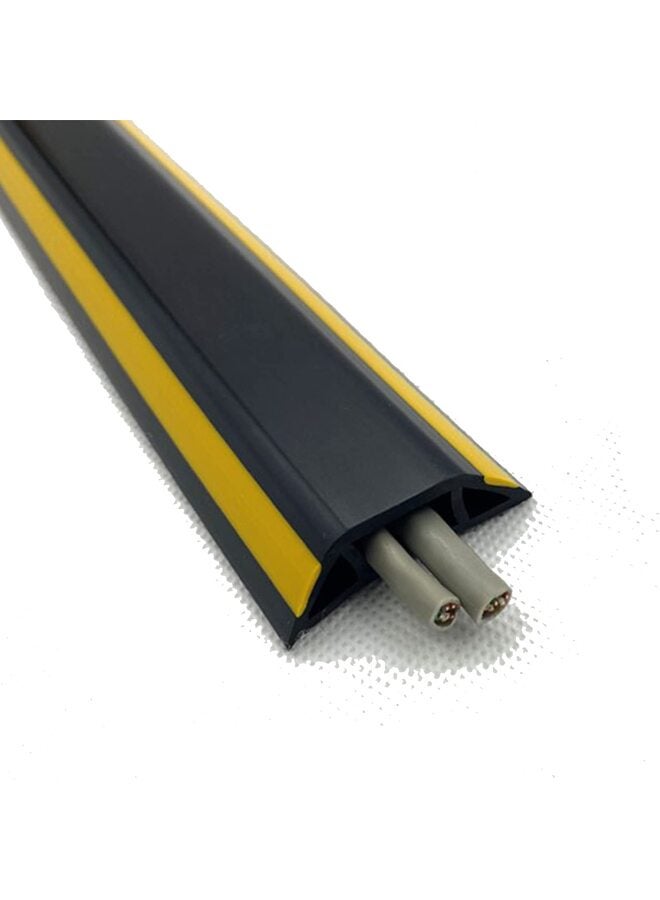 غطاء سلك أرضي بطول 2 متر، واقي كابل أرضي، غطاء سلك تمديد، يحمي الأسلاك ويمنع تعثر الكابلات، حل لإدارة الكابلات - تجويف السلك = 14 مم (عرض) × 7 مم (ارتفاع) أسود وأصفر - Image 1