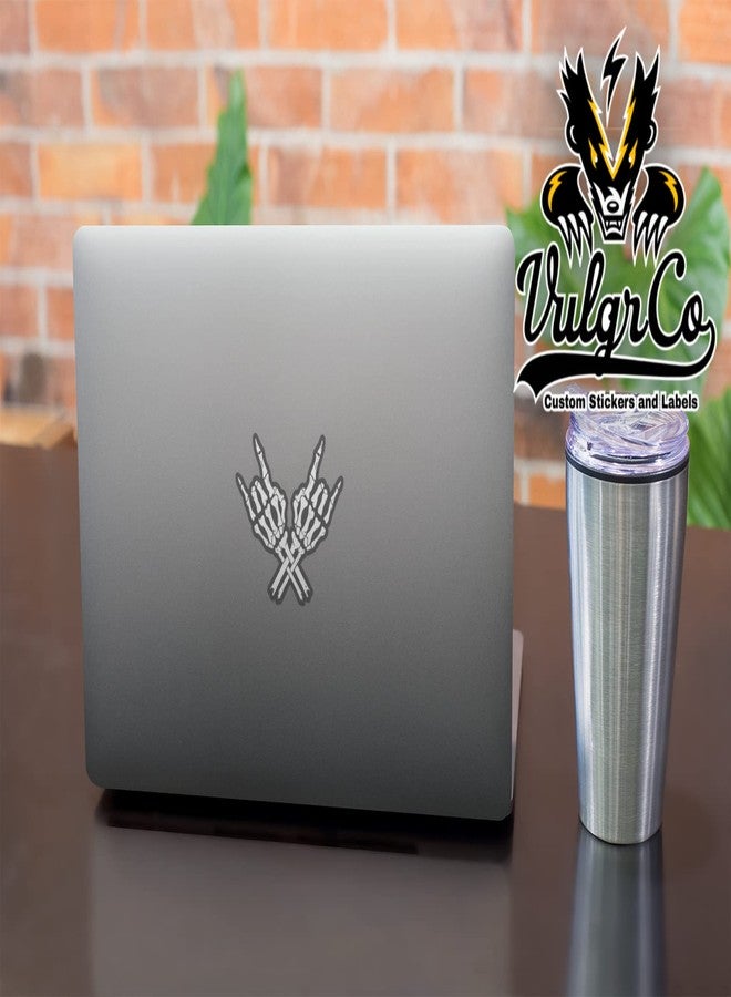 VulgrCo Skeleton Hands Rock On Horns Sign Black White Funny Sticker Vinyl Waterproof UV Resistant Decal For Phones Laptops Water Bottles Tumblers Boats Cars Trucks Windows Kayak 3" inch Bumper - Image 4