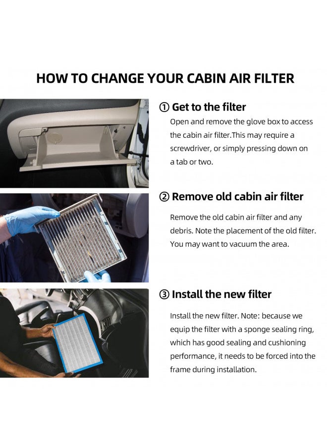 SEINECA CF10374 Cabin Air Filter Compatible with Toyota 05-23 Tacoma, Dodge 13-16 Dart, Pontiac 03-08 Vibe Replaces #87139YZZ09 OEM Replacement AC Filter with Carbon for Car Air Conditioner  - Image 3