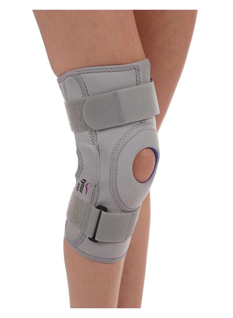 Tynor Knee Support Hinged (Neoprene), Grey, Medium, 1 Unit - Image 1