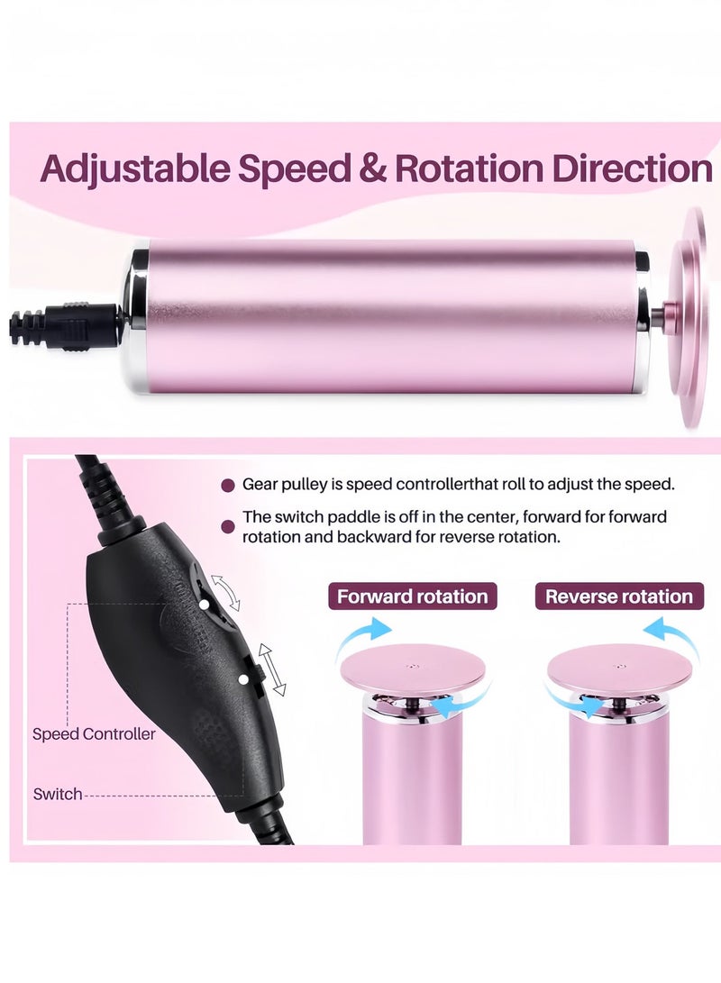 Electric Foot File Remover Callus: Profesional Pedicure Tool for Callus Remover - Adjustable Speed Feet File Grinder with 60 Pcs Replacement Sandpaper Disk for Skin and Callusesï¼Sandpaper Disk for Home Spa Salon(Pink) - Image 3