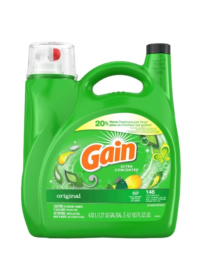 Gain Liquid Laundry Detergent, 4.82L, 146 Wash Loads, Original AromaBoost Ultra Concentrated HE Liquid Detergent | Soft on Sinsitive Skin - Image 1