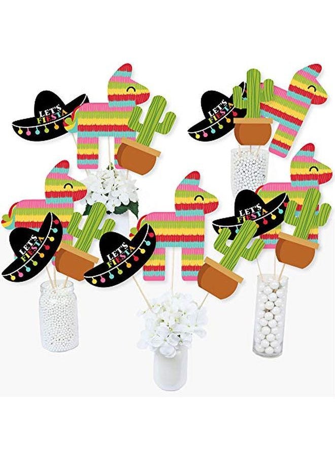 Big Dot of Happiness Let'S Fiesta Mexican Fiesta Party Centerpiece Sticks Table Toppers Set Of 15  - Image 1