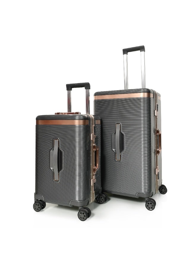 مورانو شنط سفر مورانو طقم قطعتين رمادي غامق – بولي كربونات مع قفل أمان مرقّم - Image 1