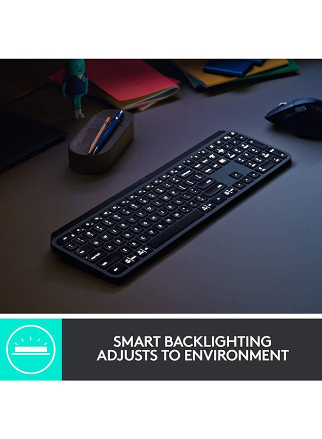 Logitech MX Keys Advanced Wireless Illuminated Keyboard for Mac,Backlit LED Keys, Bluetooth,USB-C, MacBook Pro,Macbook Air,iMac, iPad Compatible, Metal Build BLACK - Image 4