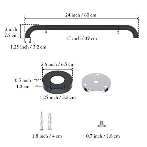 Munzong 24 Inch Anti Slip Shower Grab Bar Oil Rubbed Black 1.25" Diameter,Munzong Bathroom Grab Bar, Knurled Bathroom Balance Bar,Safety Hand Rail Support Handicap Elderly Senior Assist Bath Handle - Image 2