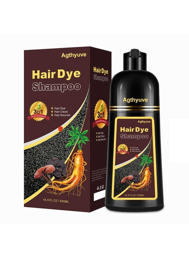 Agthyuve Hair Dye Shampoo 3 in 1, Dark Brown Hair Dye 16.9 FL Oz, Hair Shampoo, Semi-Permanent Hair Dye Shampoo, Lasts 30 Days Hair Color Shampoo (Dark Brown) - Image 1
