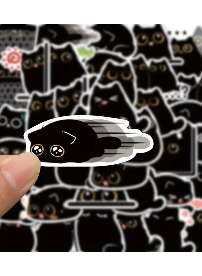 Goolsky 40pcs Cat & Coal Ball Cartoon Stickers - Waterproof, Reusable PVC Decals for Journals, Water Bottles, and iPads, Perfect for Winter, New Year - Image 1