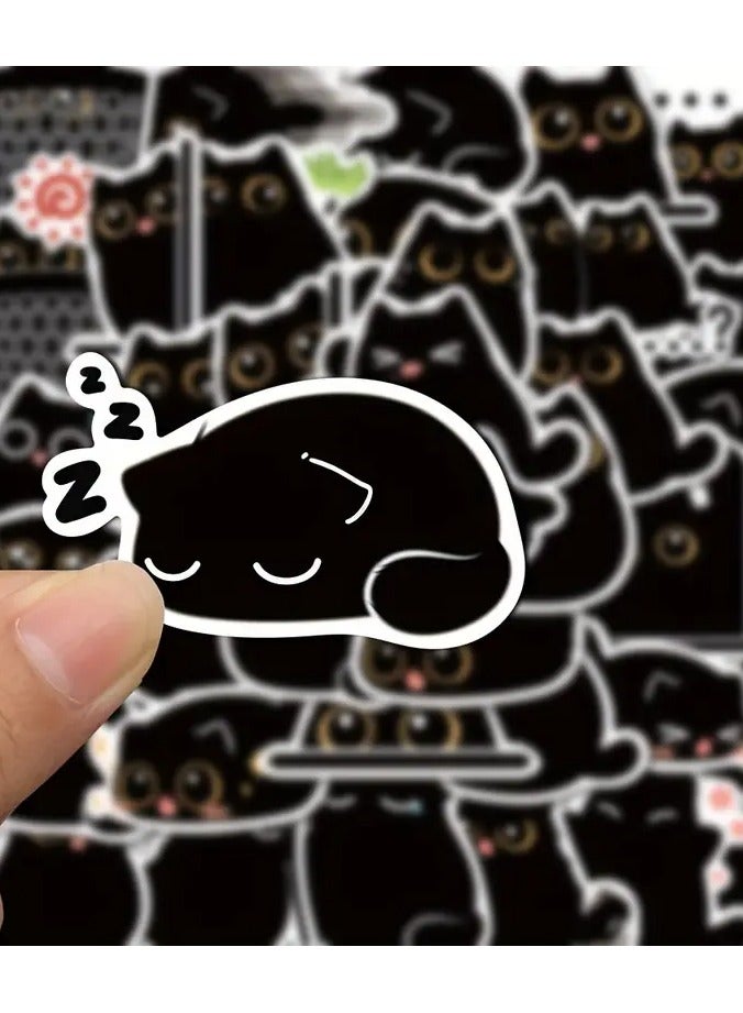 Goolsky 40pcs Cat & Coal Ball Cartoon Stickers - Waterproof, Reusable PVC Decals for Journals, Water Bottles, and iPads, Perfect for Winter, New Year - Image 2