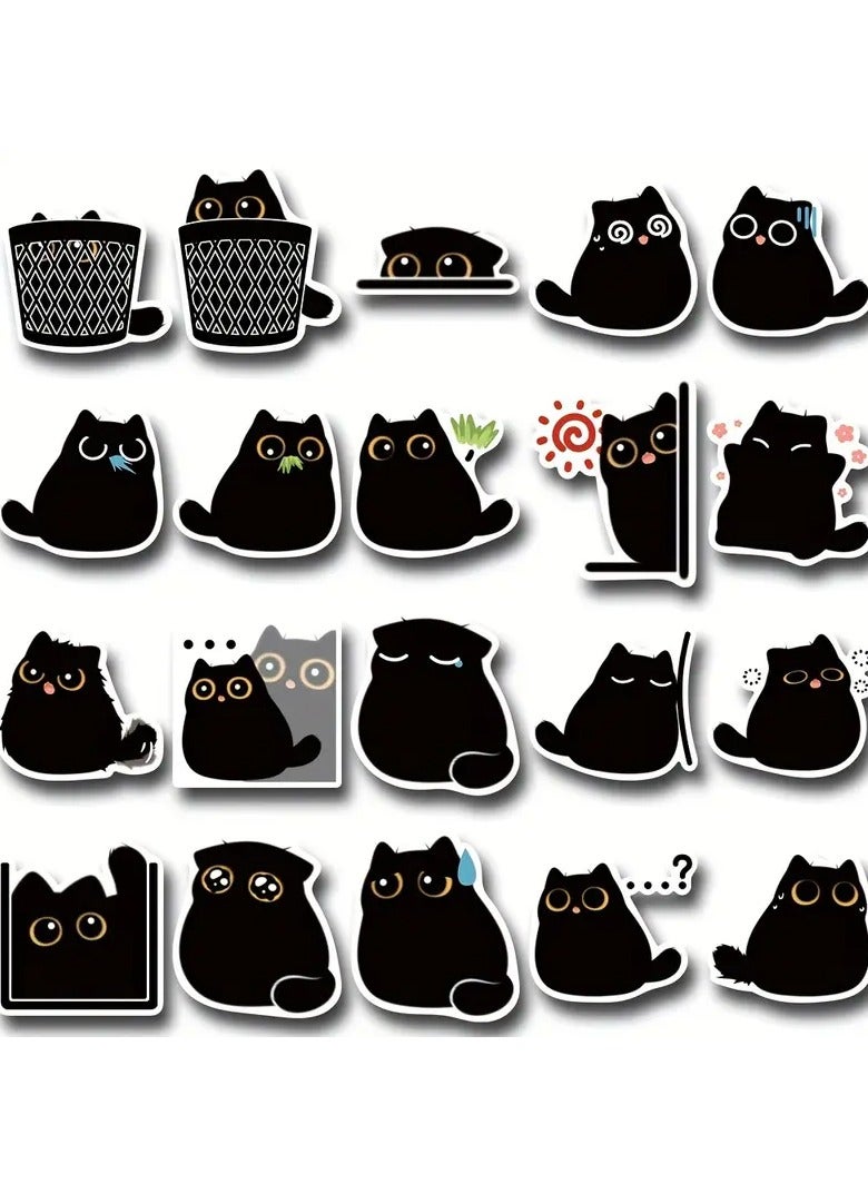 Goolsky 40pcs Cat & Coal Ball Cartoon Stickers - Waterproof, Reusable PVC Decals for Journals, Water Bottles, and iPads, Perfect for Winter, New Year - Image 4