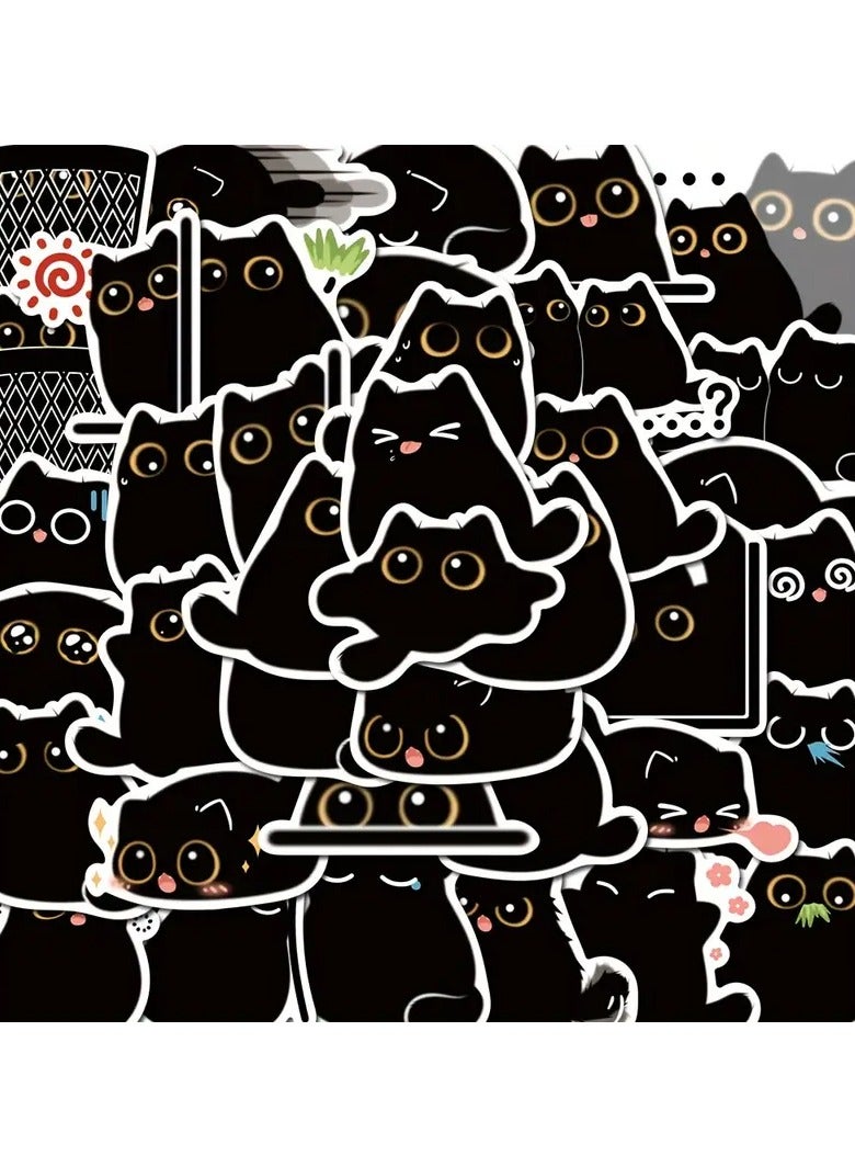 Goolsky 40pcs Cat & Coal Ball Cartoon Stickers - Waterproof, Reusable PVC Decals for Journals, Water Bottles, and iPads, Perfect for Winter, New Year - Image 5