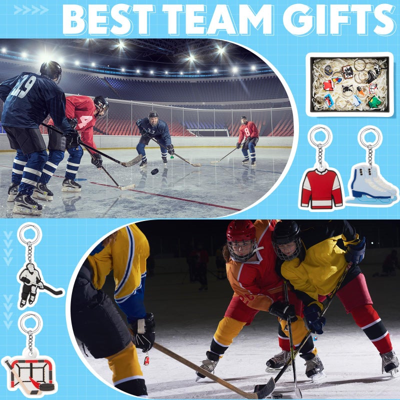 Batiyeer 36 Pack Hockey Keychains Bulk Party Favors Sports Valentines Gifts Ball Key Chains Funny Keyring for Women Men Birthday Supplies - Image 5