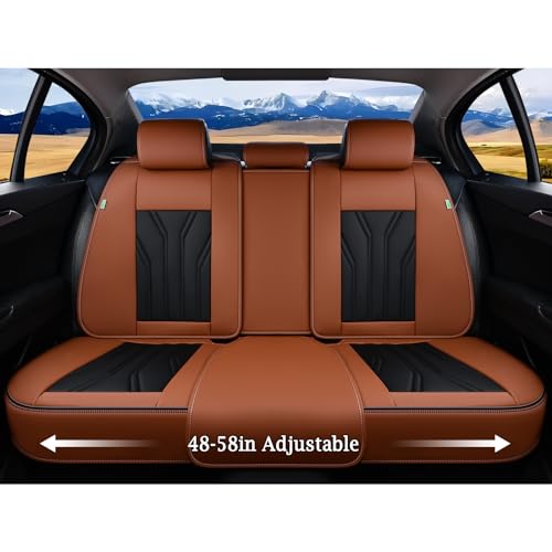 FLORICH Leather Seat Covers, Seat Covers Full Set, Car Seat Protectors 5 Seats,Automotive Seat Covers Fit for Most Cars Trucks-Brown&Black - Image 4