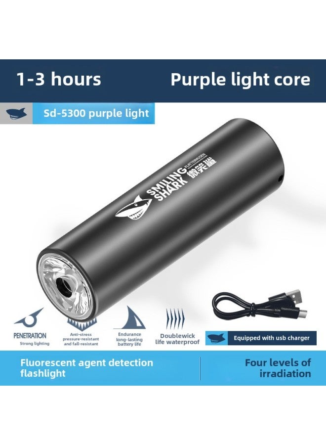 Mini High-intensity Flashlight Portable Compact Hiking Daily Carry Power Bank Handheld Torch Light Side Illumination-Color:5300 Fixed Focus Small Flashlight-purple Light  - Image 1