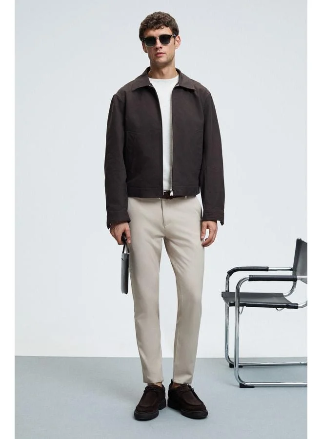 GRIMELANGE VAREX Men's Round‑Neck Basic Slim‑Fit Cream Knit Sweater.