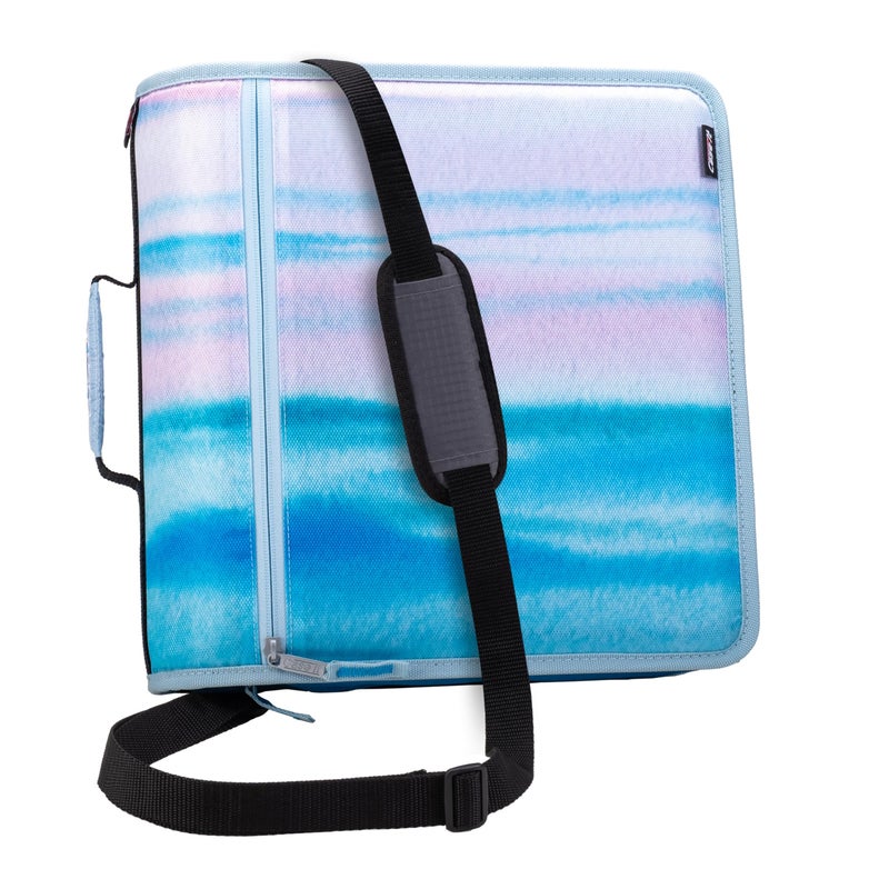 Case it Case-it Mighty Zip Tab School Zipper Binder | 3-Inch O-Rings, 600-Sheet Capacity, 5-Subject Expanding File Folder, Multiple Pockets & Storage Organizer, Shoulder Strap | D-146 Watercolor Sky - Image 1